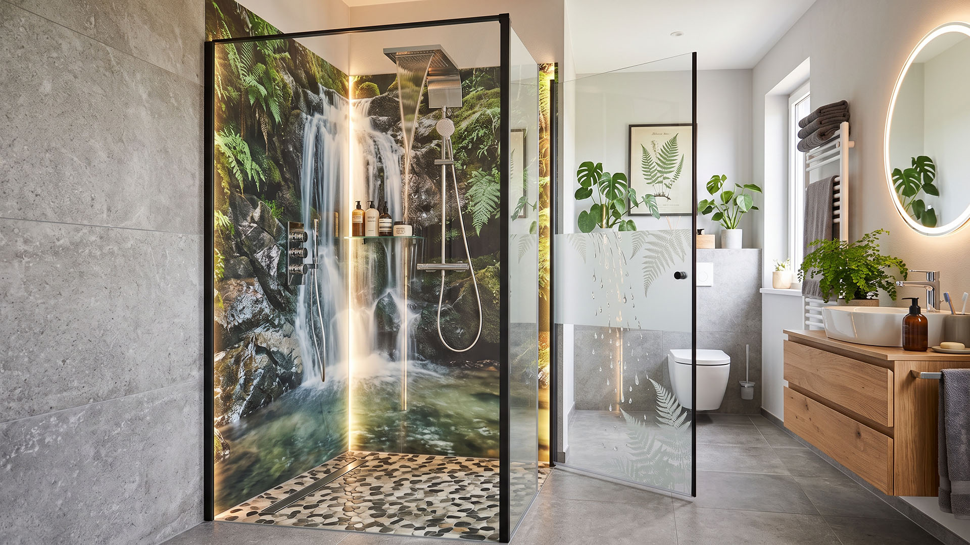 Fugenlose Duschrückwand aus Glas